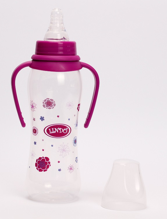 Пляшечка для годування Lindo, вигнута з ручками, 250 мл, фіолетовий (Li 147 фиол) - фото 2