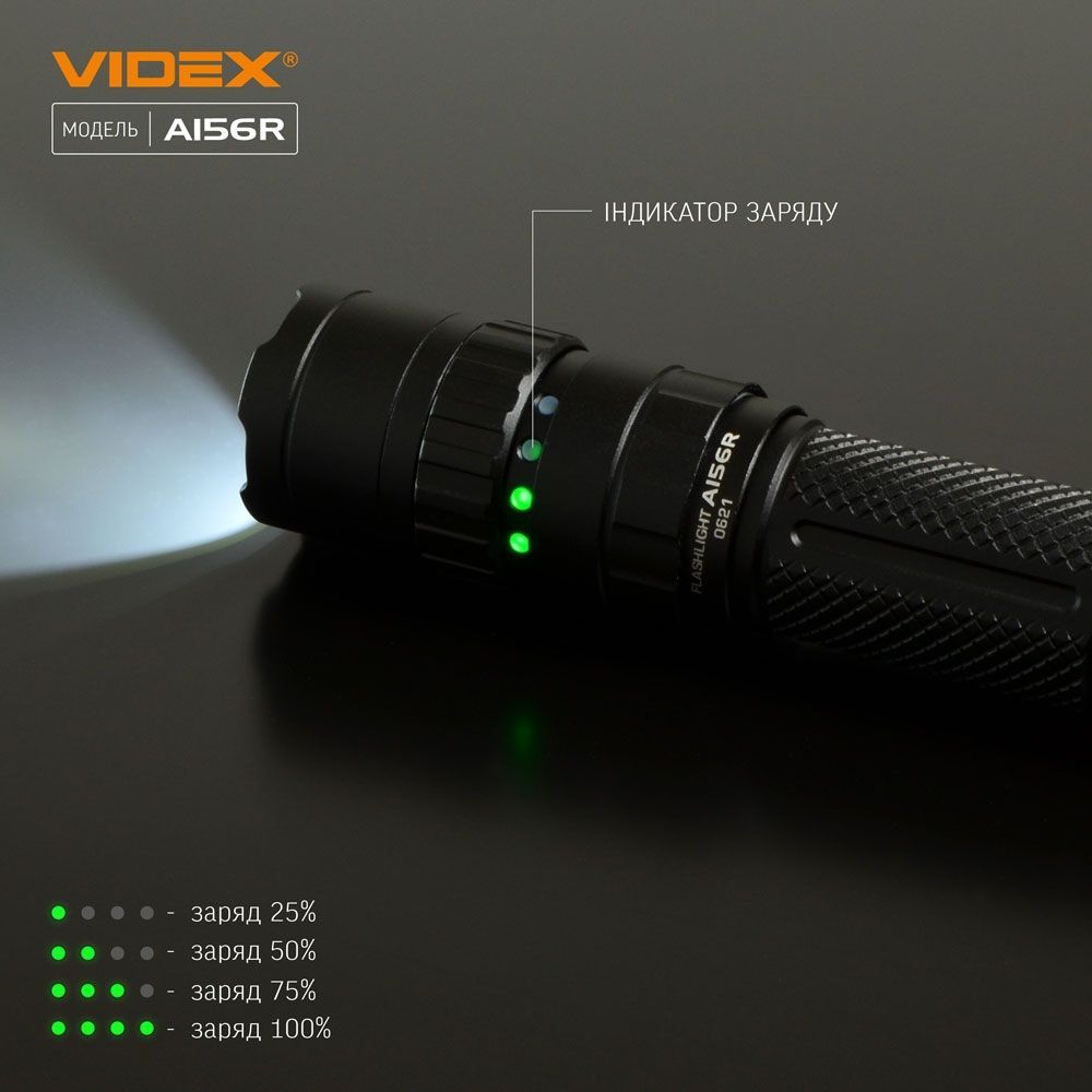Портативний світлодіодний ліхтарик Videx VLF-A156R 1700 Lm 6500 K (VLF-A156R) - фото 10