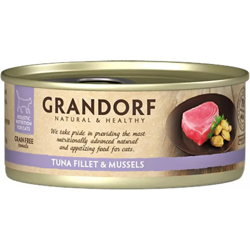 Влажный корм для кошек Grandorf Tuna Fillet & Mussels филе тунца с мидиями 70 г - фото 1