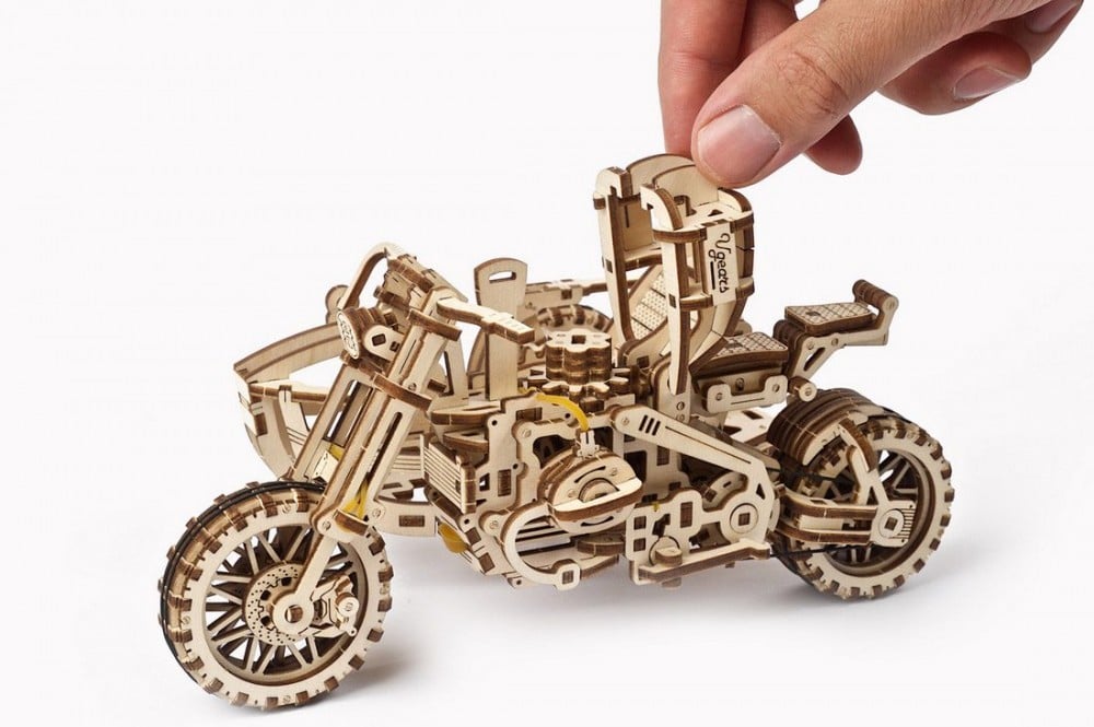 Механічний 3D Пазл Ukrainian Gears Мотоцикл Scrambler UGR-10, з коляскою, 380 елементів (70137) - фото 8