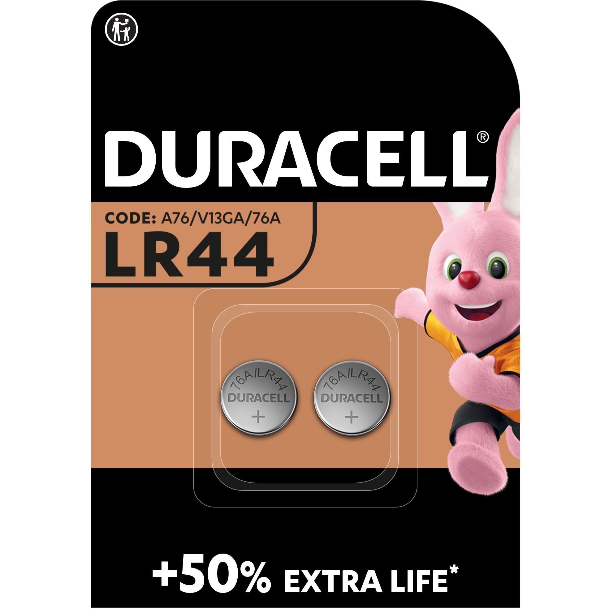 Щелочные батарейки Duracell 1.5 V LR44/V13GA/A76/76A, 2 шт. (81546864) - фото 1