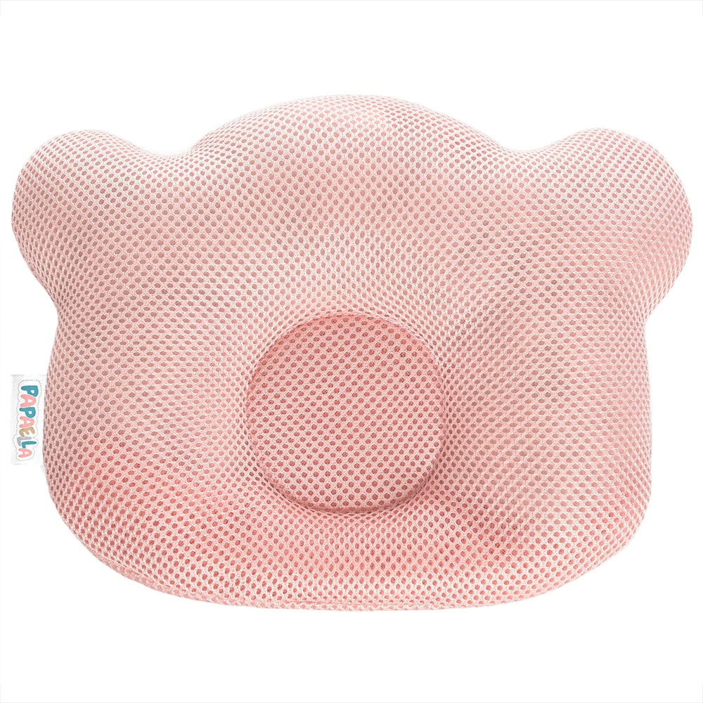 Подушка для младенцев ортопедическая Papaella Мишка, диаметр 8 см, пудровый (8-32377) - фото 1