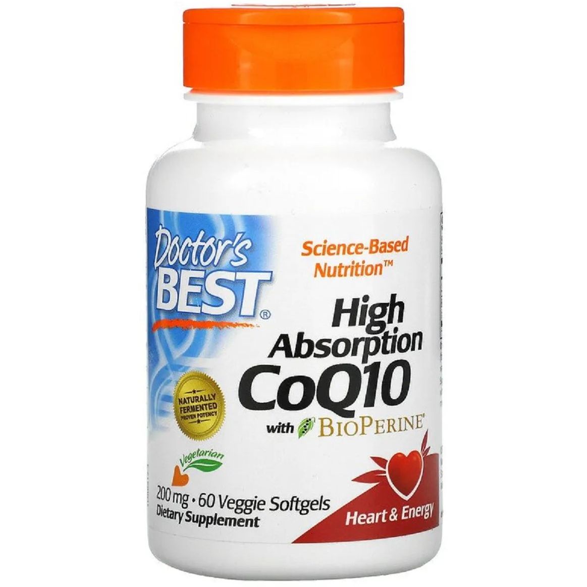 Коензим Q10 з біоперином Doctor's Best High Absorption CoQ10 with BioPerine 200 мг 60 желатинових капсул - фото 1