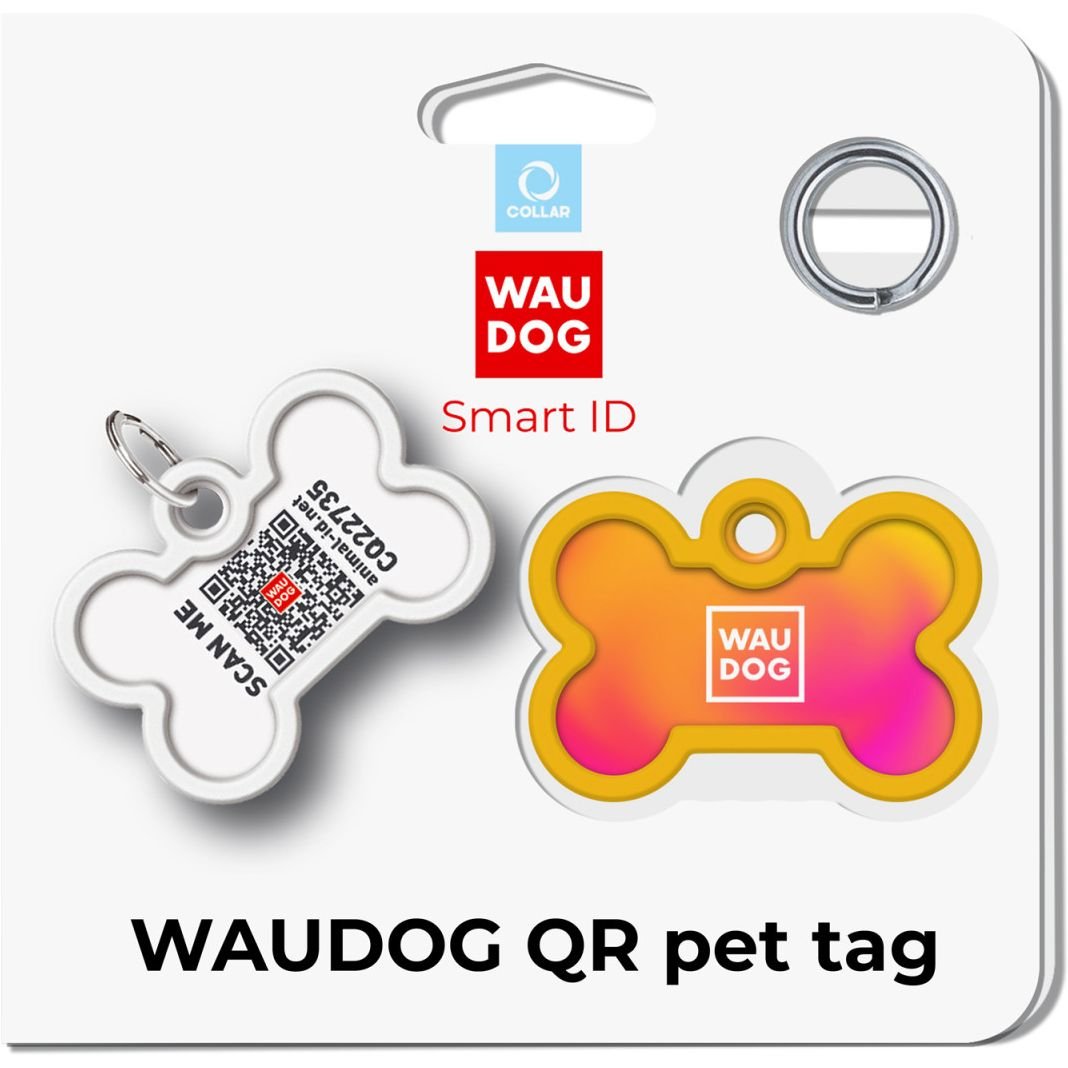 Адресник для собак и кошек Waudog Smart ID с QR паспортом Градиент оранжевый 4х2.8 см - фото 5