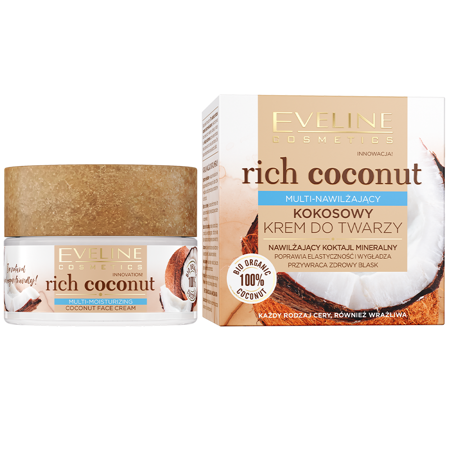 Інтенсивно зволожуючий кокосовий крем для обличчя Eveline Rich Coconut, 50 мл - фото 2