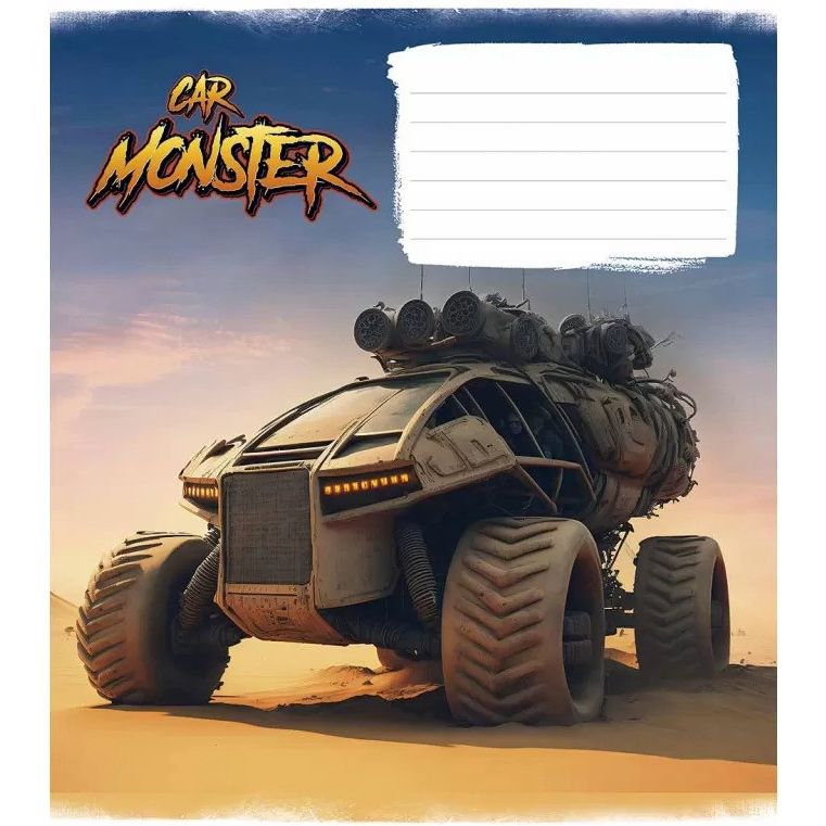 Тетрадь ученическая Monster cars Школярик 012-3243L-3 в линию 12 листов - фото 1