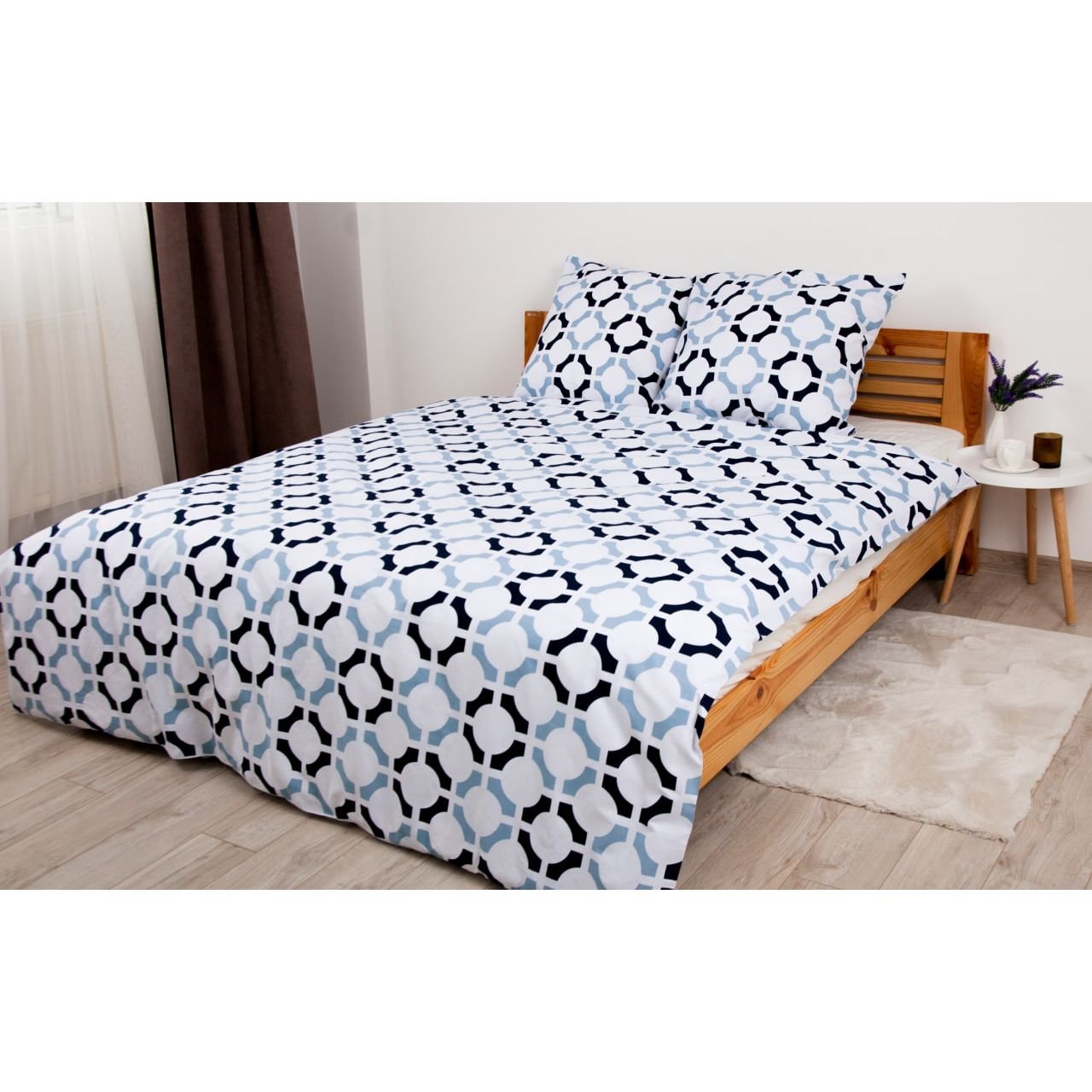 Комплект постільної білизни ТЕП Happy Sleep Duo Modern євро білий з синім (2-04009_26587) - фото 1