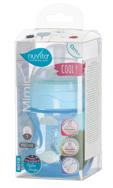 Пляшечка для годування Nuvita Mimic Cool, антиколікова, 150 мл, блакитний (NV6012SKY) - фото 2