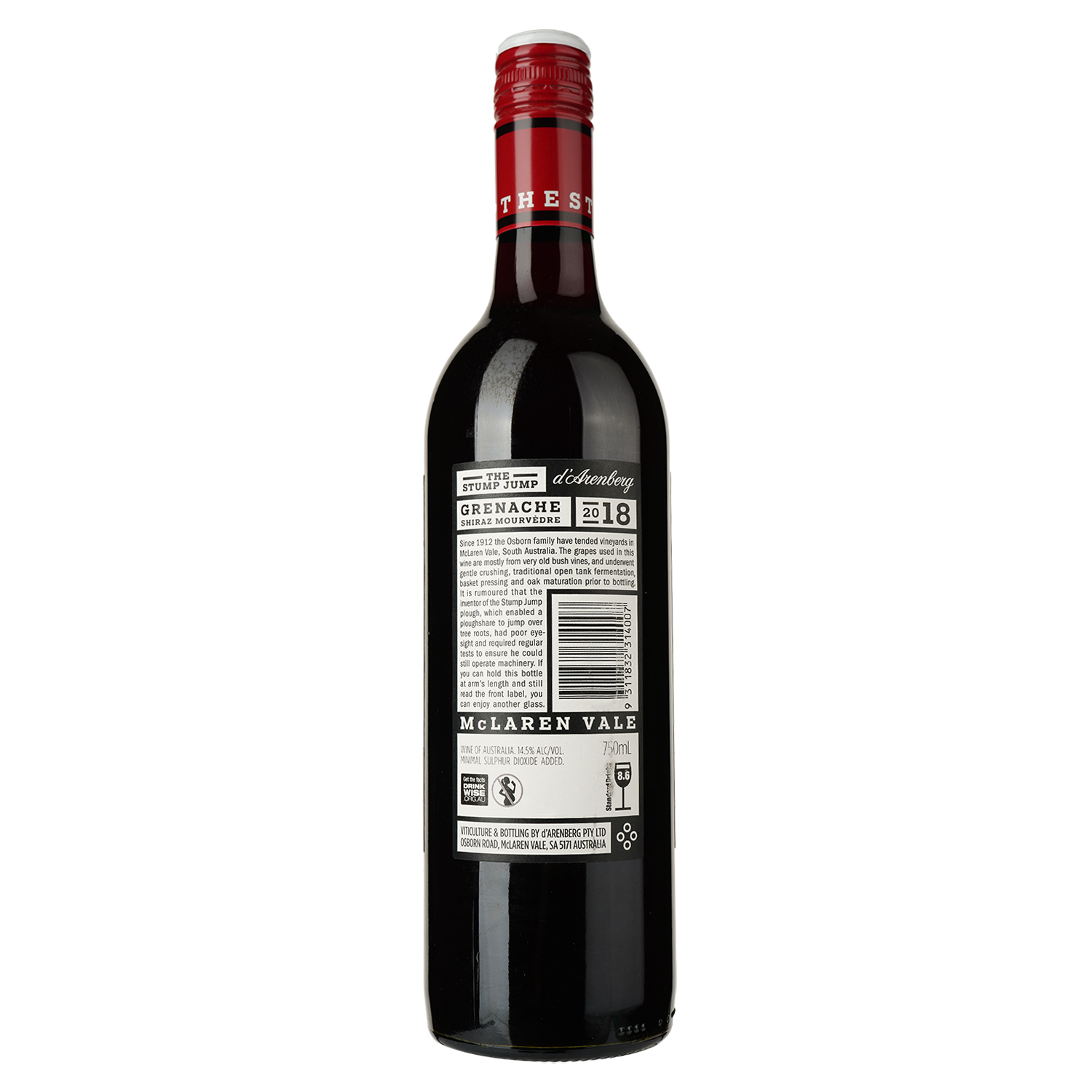 Вино d'Arenberg The Stump Jump Red, красное, сухое, 14,5%, 0,75 л (4769) - фото 2