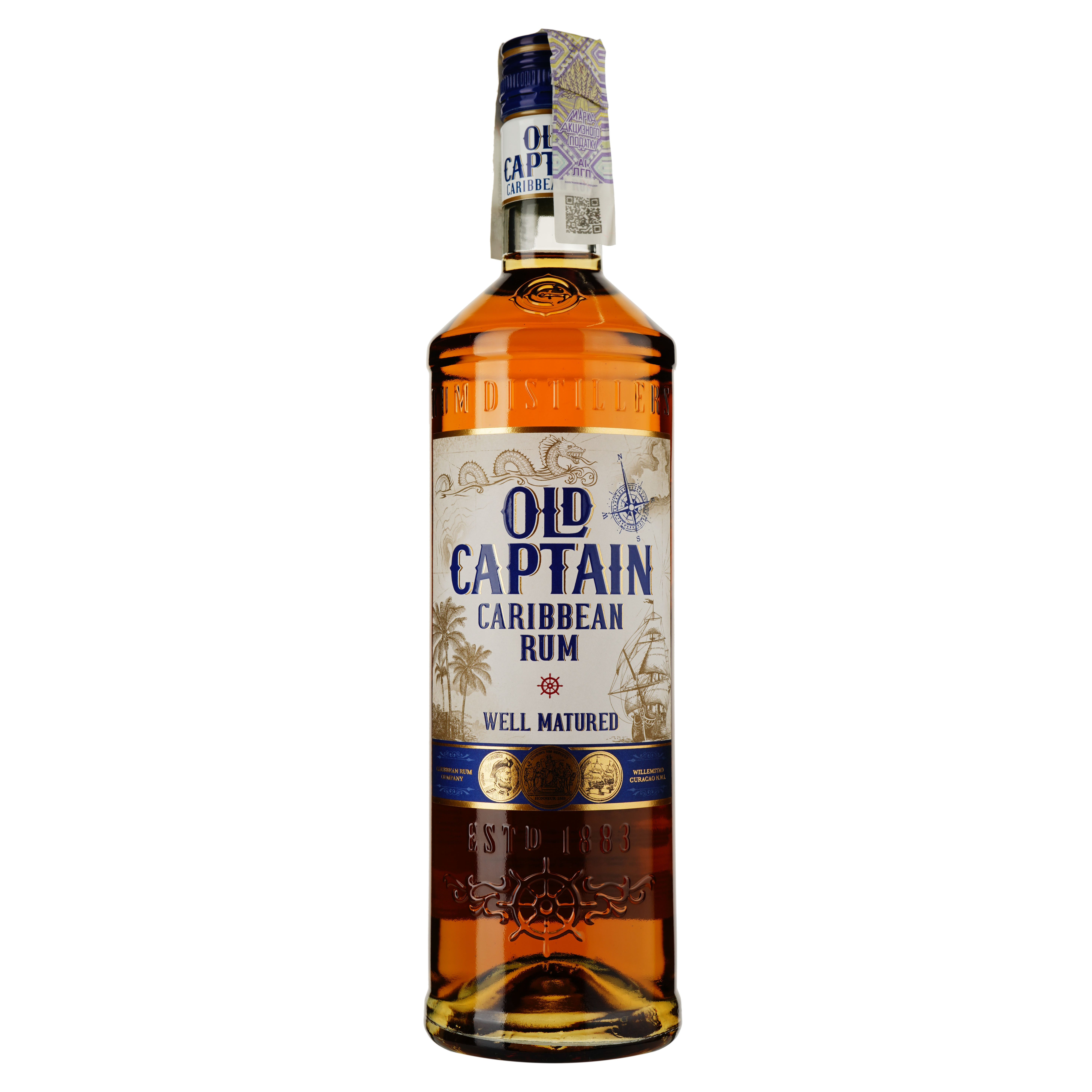 Ром Old Captain Caribbean Rum Gold 37.5% 0.7 л - фото 1