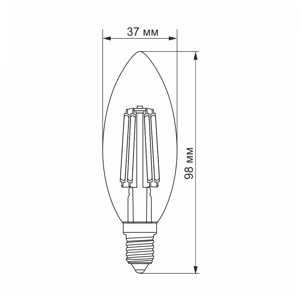 Світлодіодна лампа Videx Filament 6 W E14 2200 K (VL-C37FA-06142) - фото 3