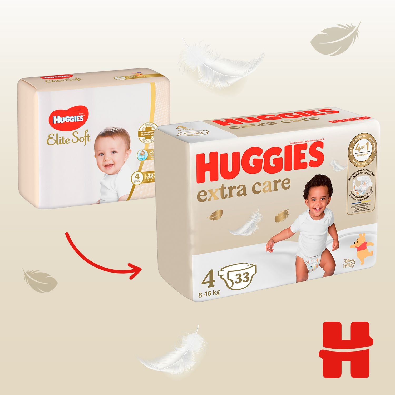 Подгузники Huggies Extra Care Box 4 (8-16 кг), 76 шт. - фото 2