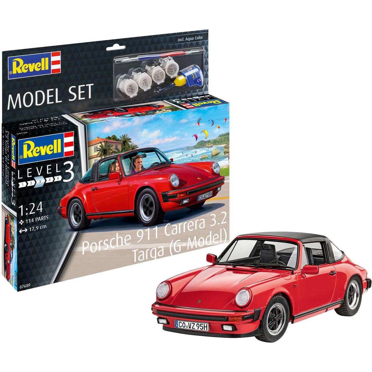 Сборная модель Revell Автомобиль Porsche 911 Carrera 3.2 Targa уровень 3, масштаб 1:24, 114 деталей (RVL-67689) - фото 3