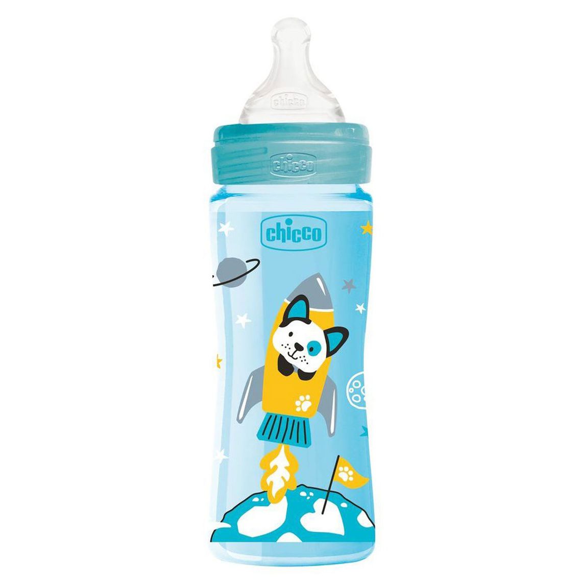 Бутылочка для кормления Chicco Well-Being Physio Colors с силиконовой соской, 330 мл, голубой (28637.20) - фото 2
