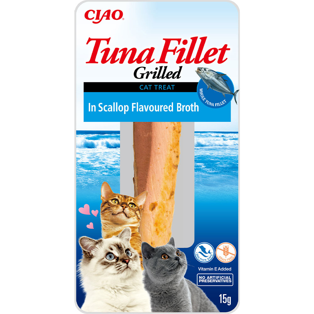 Лакомство для кошек Inaba Ciao Grilled филе тунца на гриле в бульоне из морского гребешка 15 г - фото 1