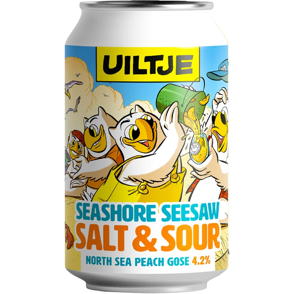Пиво Uiltje Seashore Seesaw Salt & Sour North Sea Peach Gose, світле, 4,2%, з/б, 0,33 л - фото 1