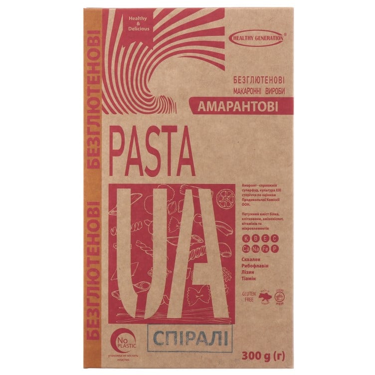 Безглютенові макаронні вироби Healthy Generation PastaUA Амарант, 300 г (774507) - фото 1