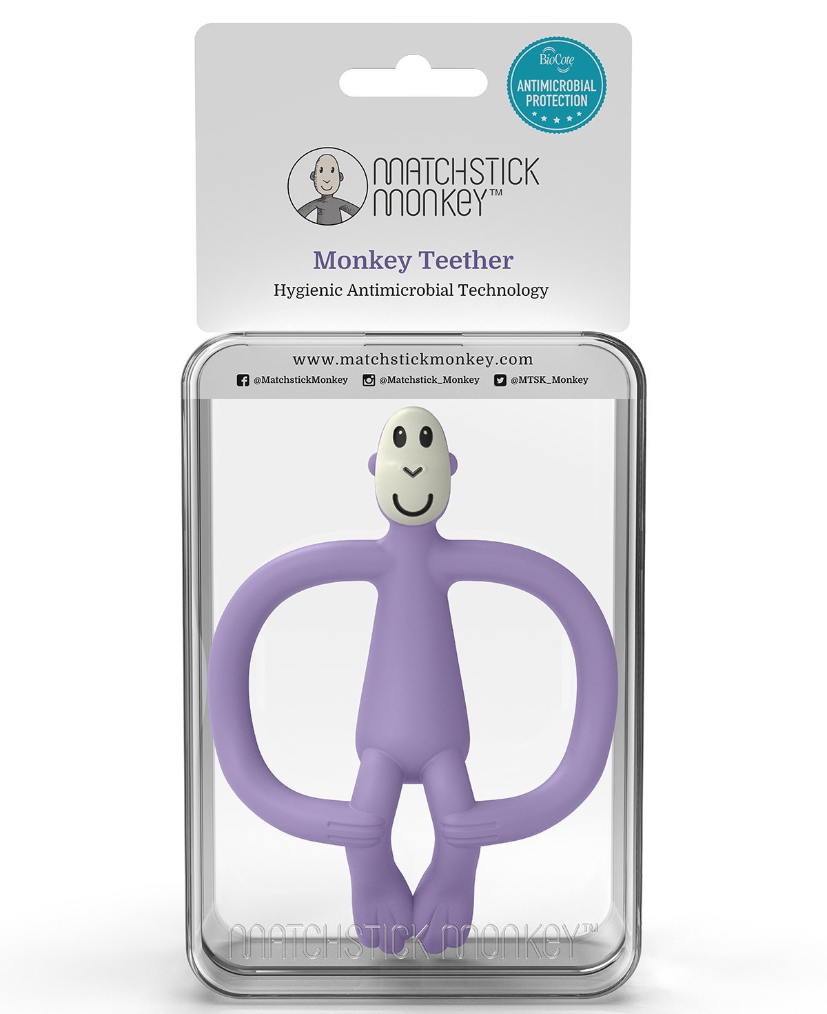 Іграшка-прорізувач Matchstick Monkey Мавпочка, без хвоста, 11 см, фіолетова (MM-ONT-014) - фото 4