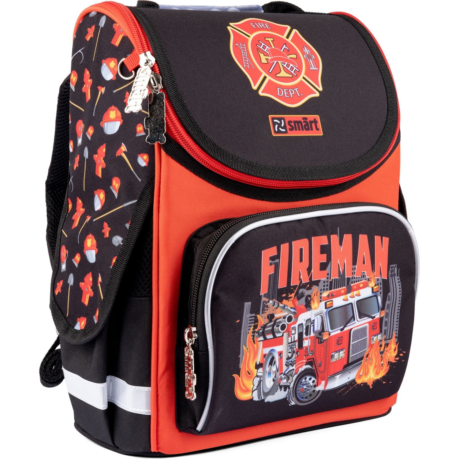 Рюкзак шкільний каркасний Smart PG-11 Fireman, чорний з червоним (559015) - фото 2