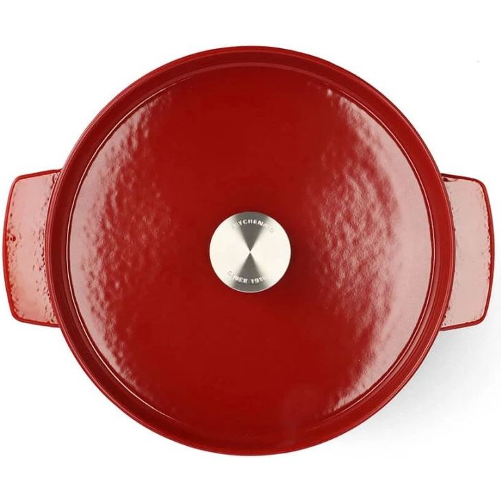 Каструля KitchenAid Cast Iron чавунна з кришкою 26 см 5.2 л червона (CC006060-001) - фото 3