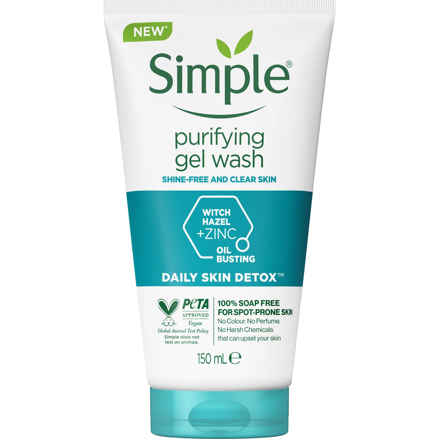 Очищаючий гель для вмивання Simple Daily Skin Detox Purifying Facial Wash, 150 мл - фото 1