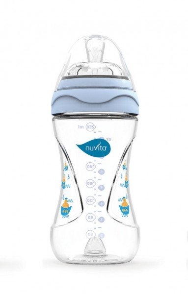 Пляшечка для годування Nuvita Mimic, антиколікова, 250 мл, блакитний (NV6030Blue) - фото 1