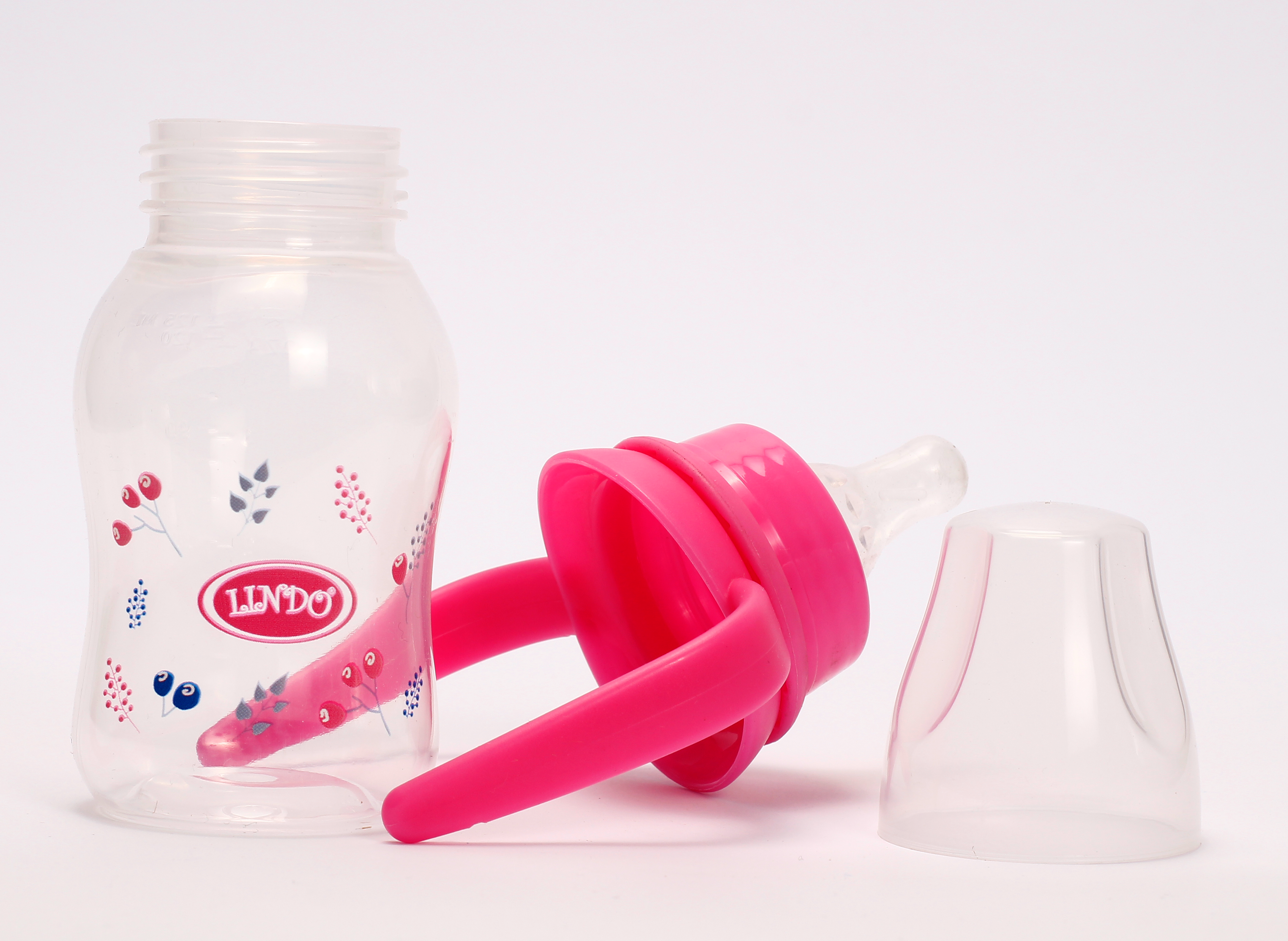 Бутылочка для кормления Lindo, изогнутая с ручками, 125 мл, розовый (Li 146 роз) - фото 3
