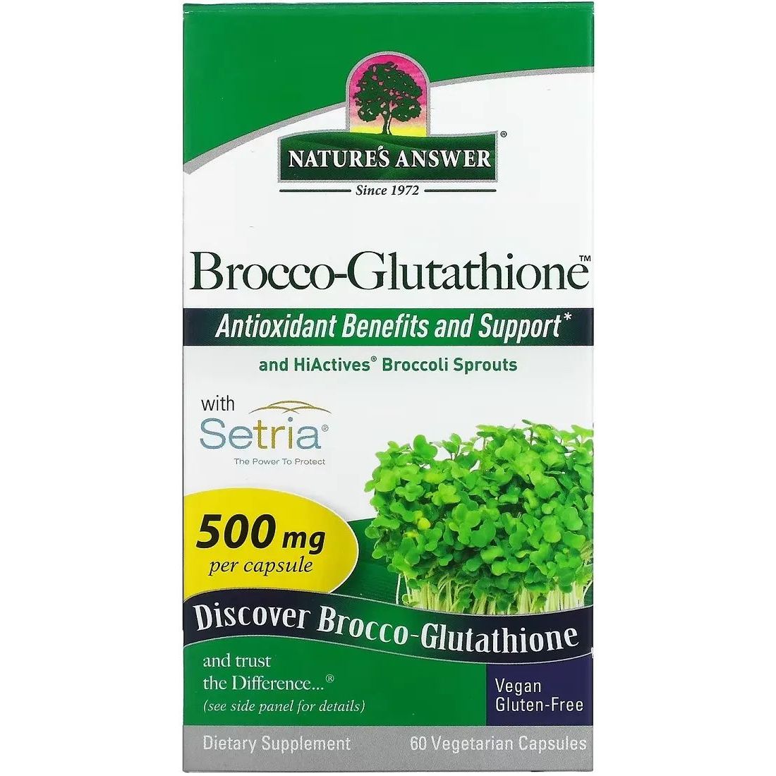 Брокко-глутатион Nature's Answer Brocco-Glutathione 500 мг 60 вегетарианских капсул - фото 2