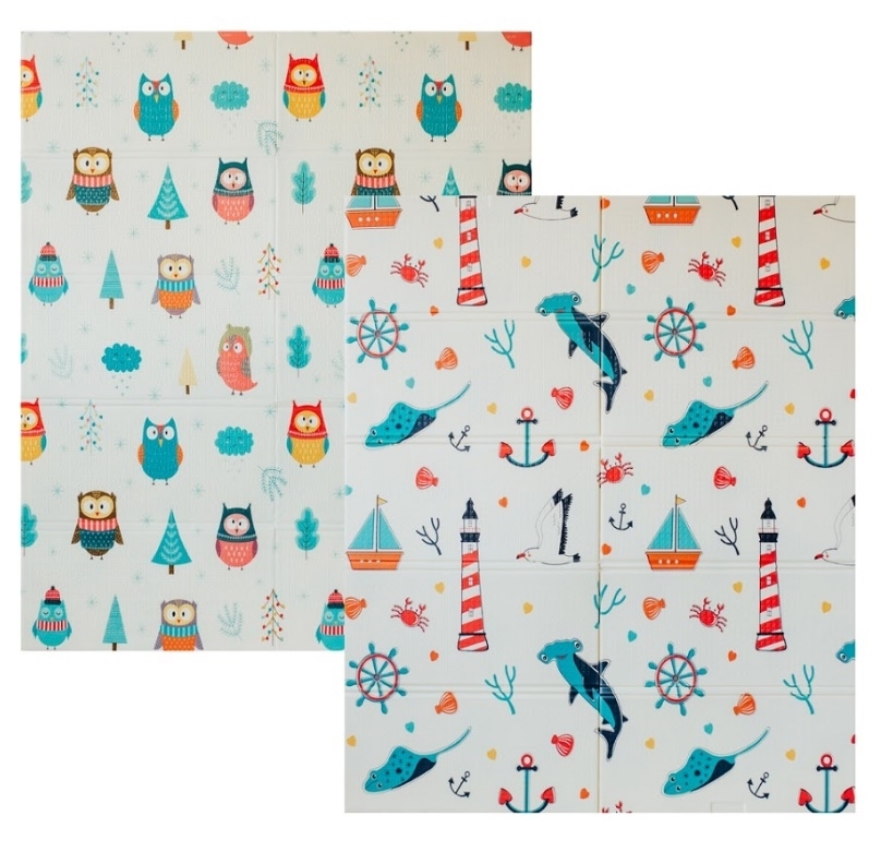 Дитячий двосторонній складаний килимок Poppet Морський сезон і Зимові сови, 150х180 см (PP007-150) - фото 1