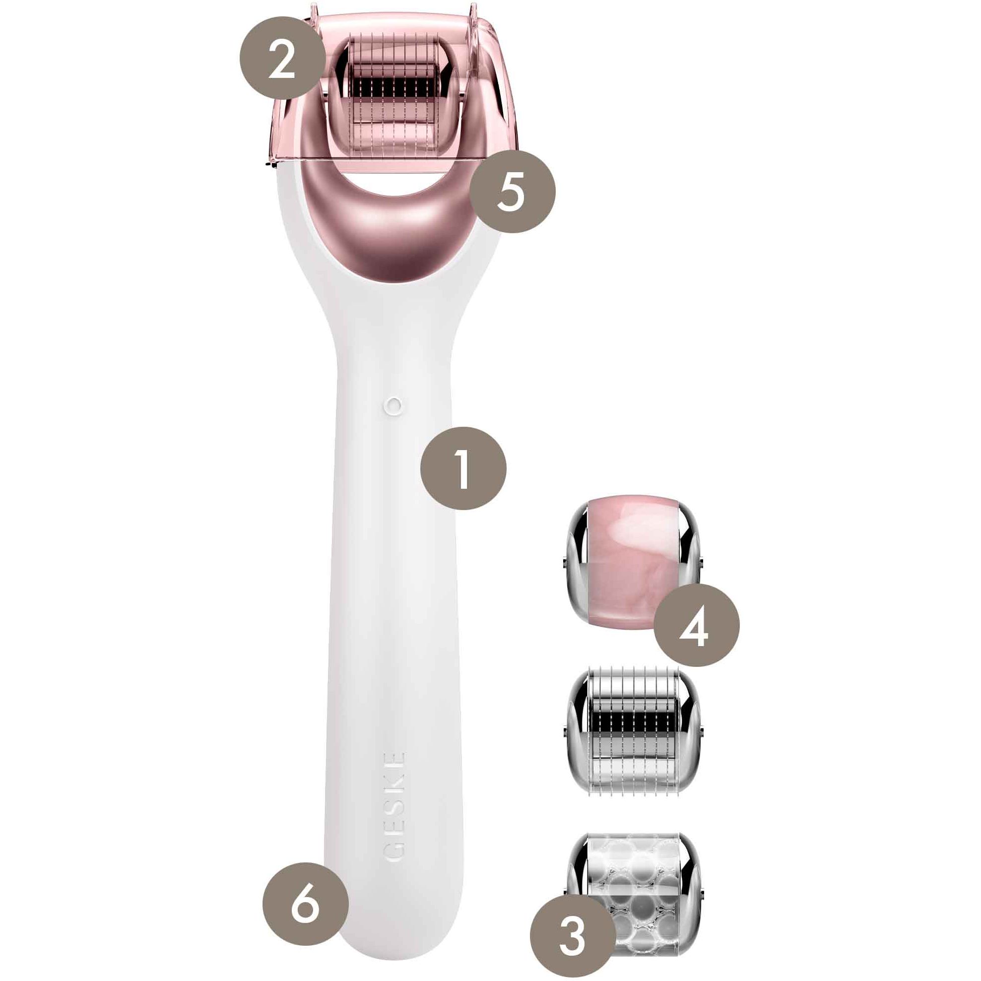 Электронный ролик для лица с микроиглами GESKE MicroNeedle Face Roller 9 в 1 пудровый - фото 4