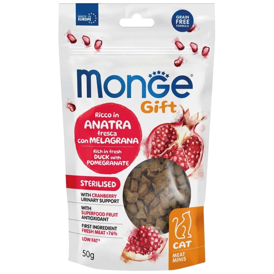 Ласощі для котів Monge Gift Cat Sterilised, качка з гранатом, 50 г (70085182) - фото 1