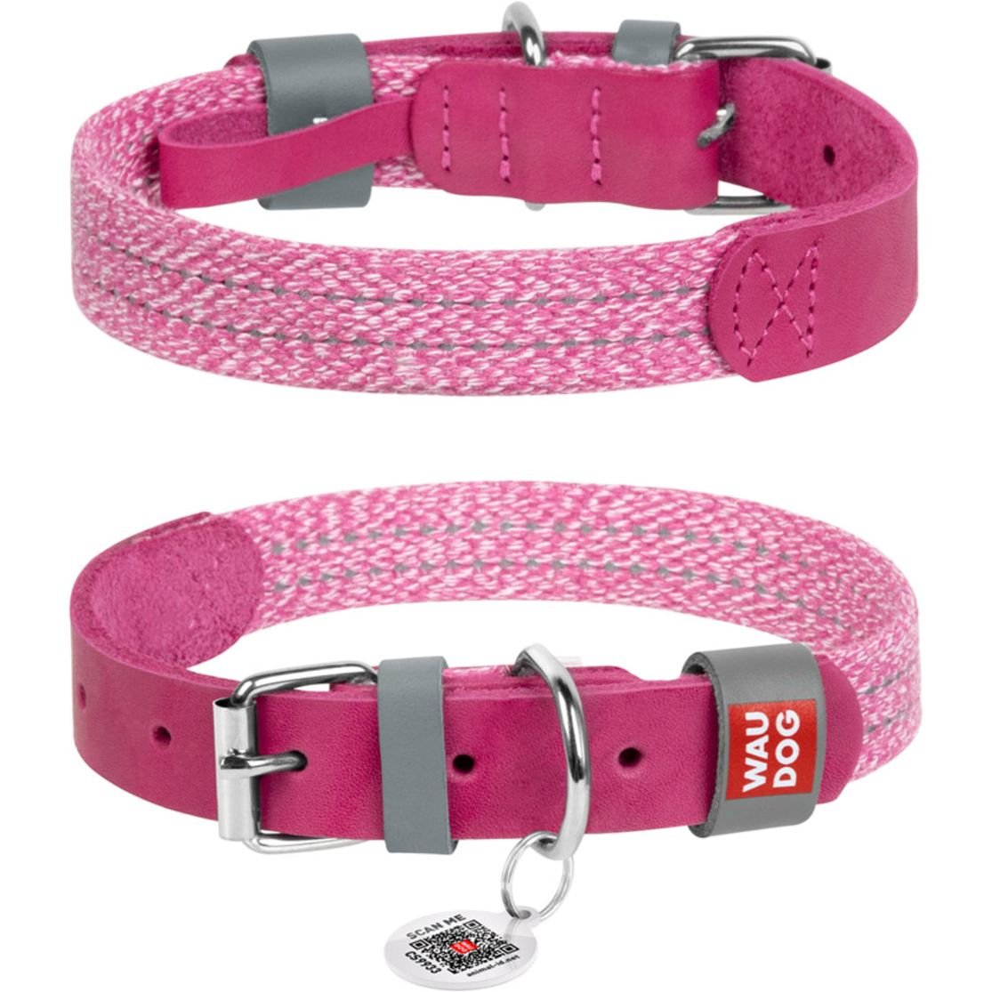 Нашийник для собак Waudog Classic, L, 38-49х2,5 см, рожевий - фото 1