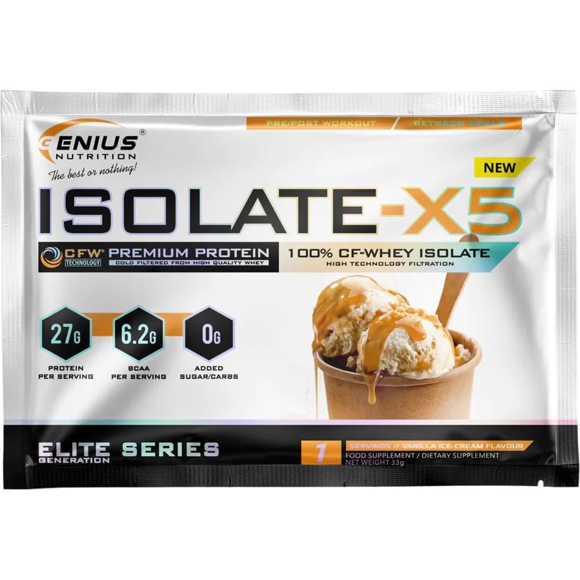 Протеїн Genius Nutrition Isolate-X5 Vanilla Ice-Cream 33 г - фото 1