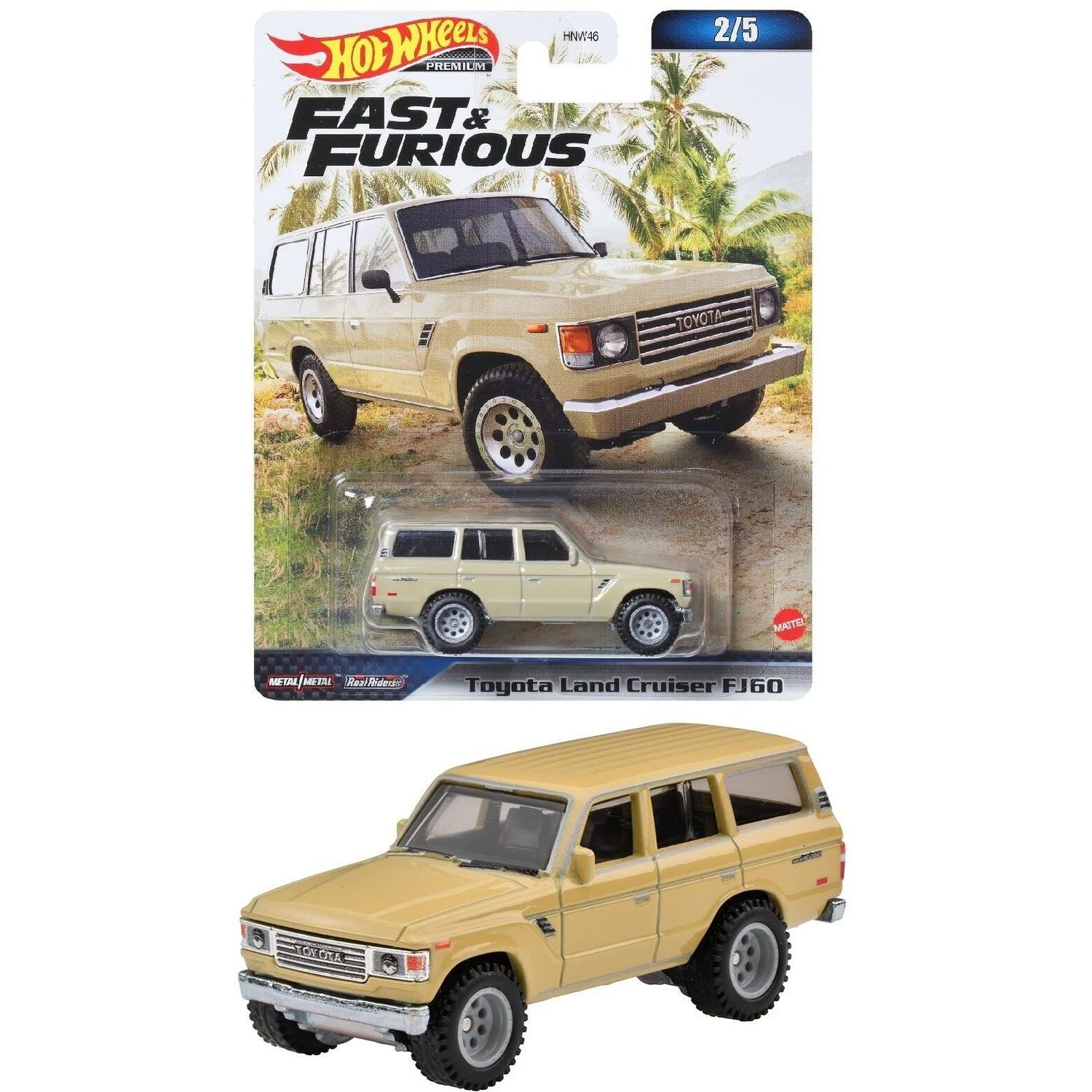 Коллекционная модель машинки Hot Wheels Toyota Land Cruiser FJ60 серии Форсаж, бежевая (HNW46/HNW53) - фото 2