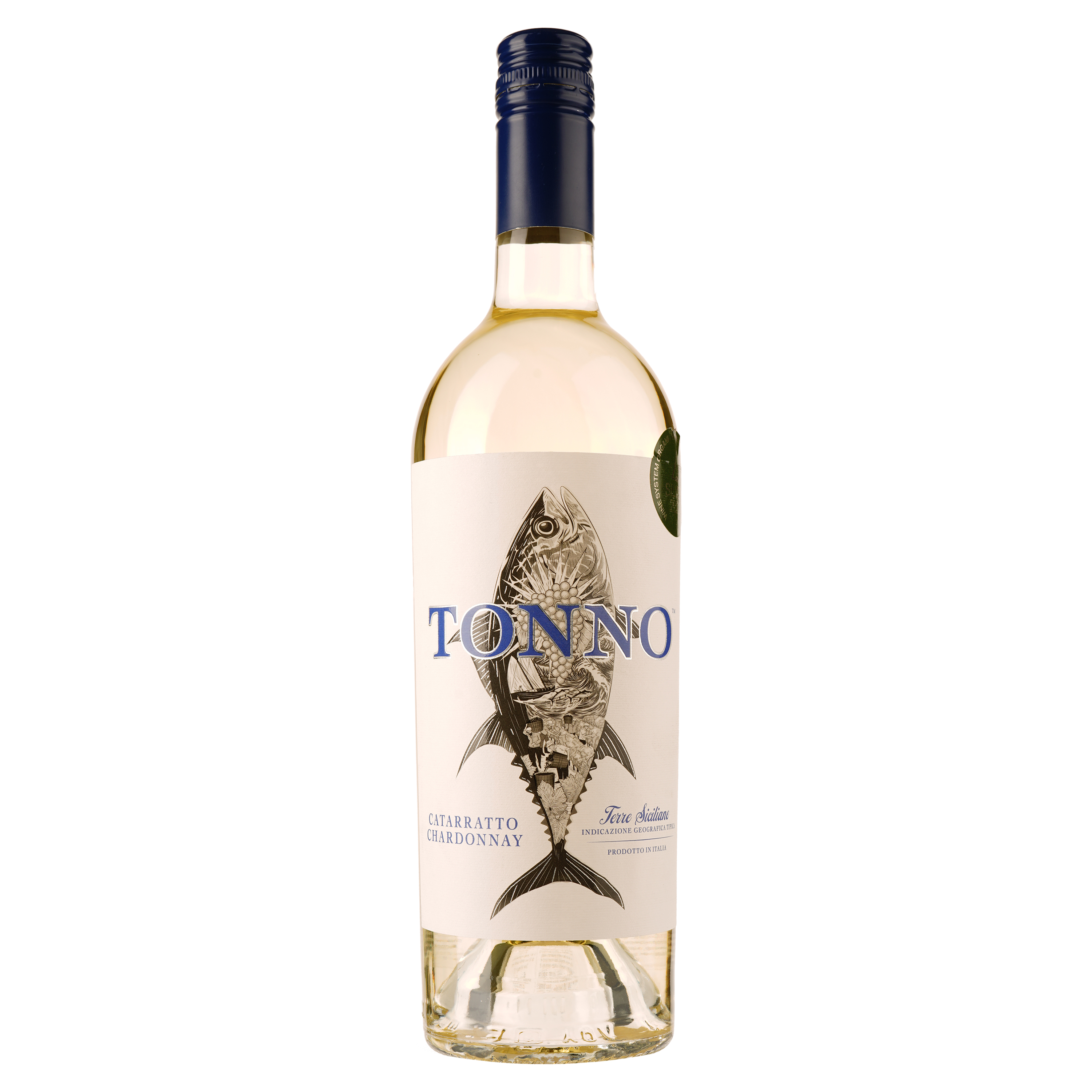 Вино Mare Magnum Cataratto Chardonnay Organic Tonno, белое, сухое, 12,5%, 0,75 л - фото 1