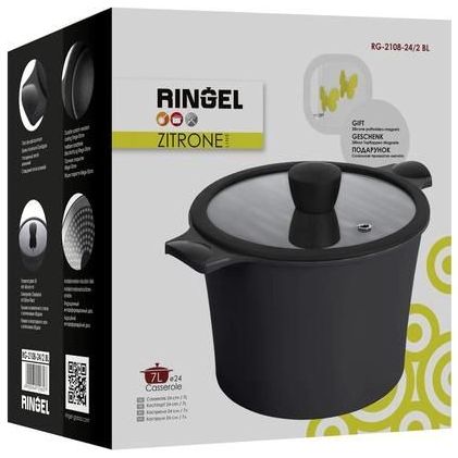 Кастрюля Ringel Zitrone Black (5.8 л), с крышкой (RG-2108-24/2 BL) - фото 6