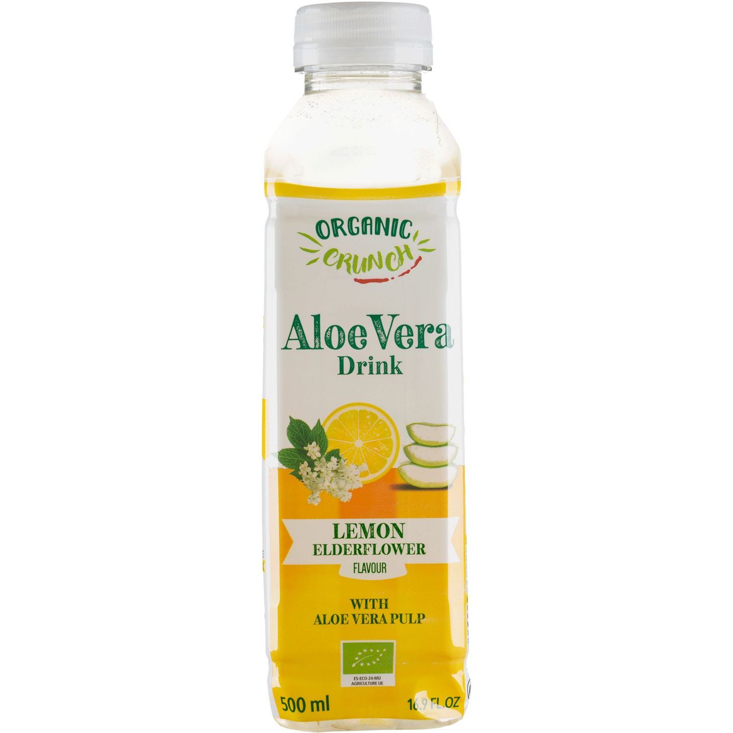 Напиток Organic Crunch Aloe Vera из алоэ вера с ароматом лимона и бузины 0.5 л - фото 1