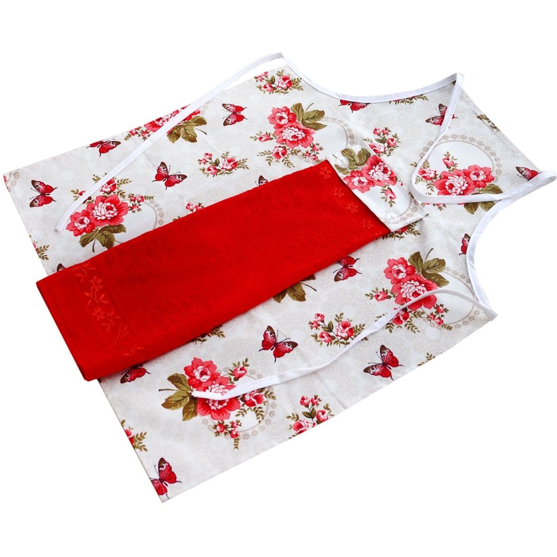 Набор для кухни IzziHome Flowers фартук + полотенце красное (607775) - фото 2