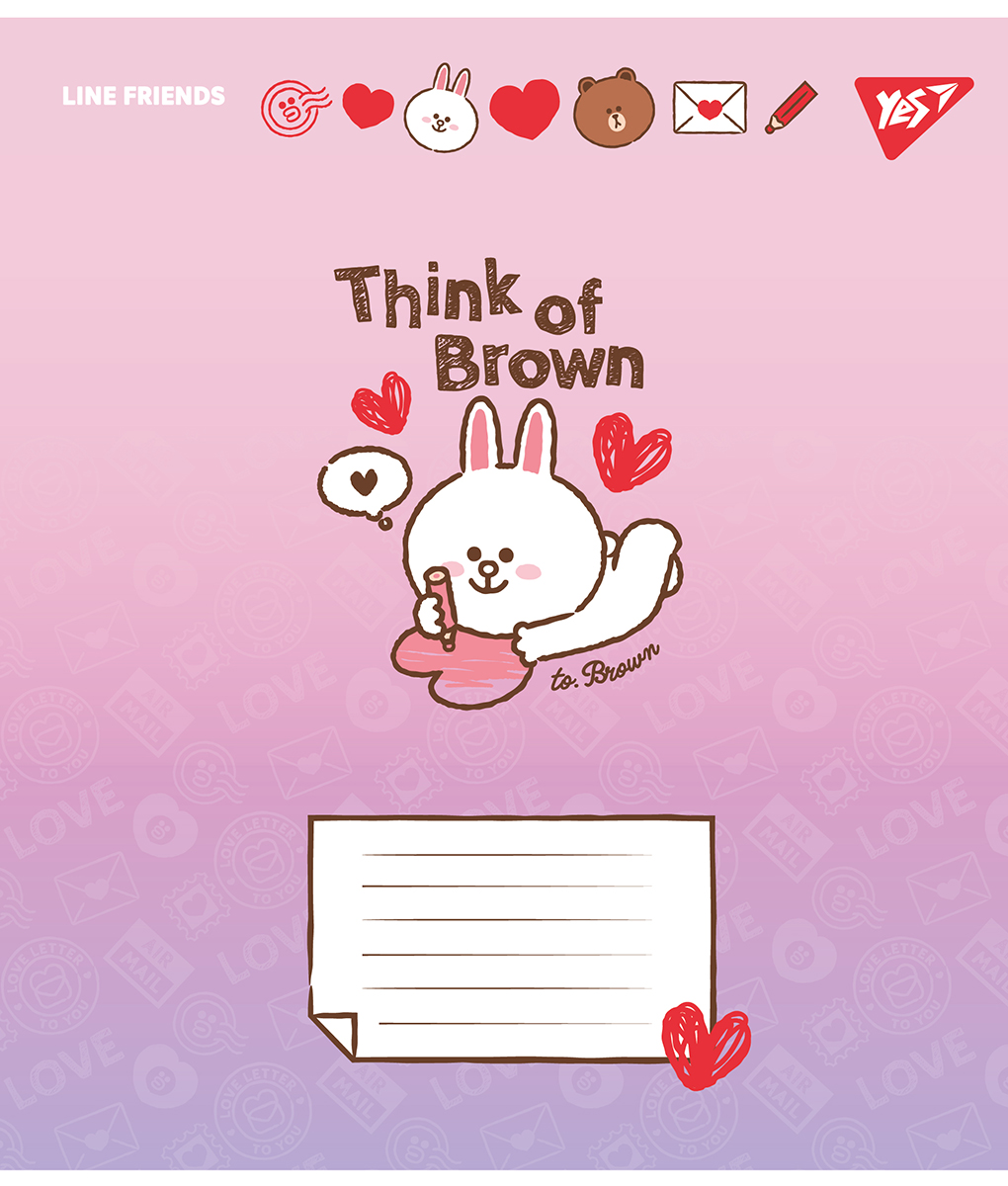 Набор тетрадей Yes Line Friends. Love letter А5 в косуюю линию 12 листов 25 шт. (766934) - фото 3