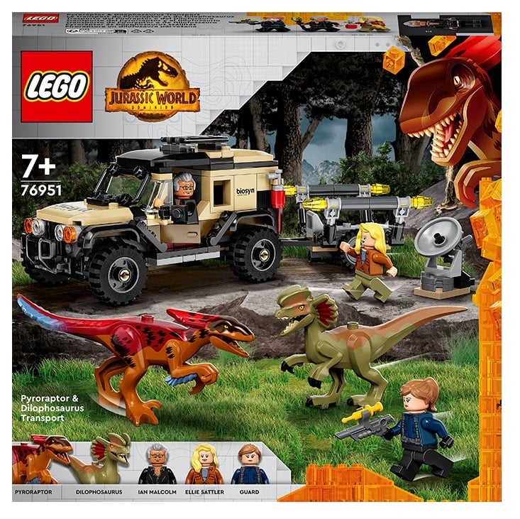 Конструктор LEGO Jurassic World Перевезення пірораптора та дилофозавру, 254 деталі (76951 - фото 1