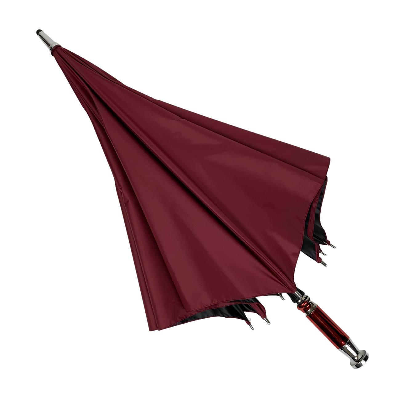 Женский зонт-трость полуавтомат RST 120 см бордовый - фото 4