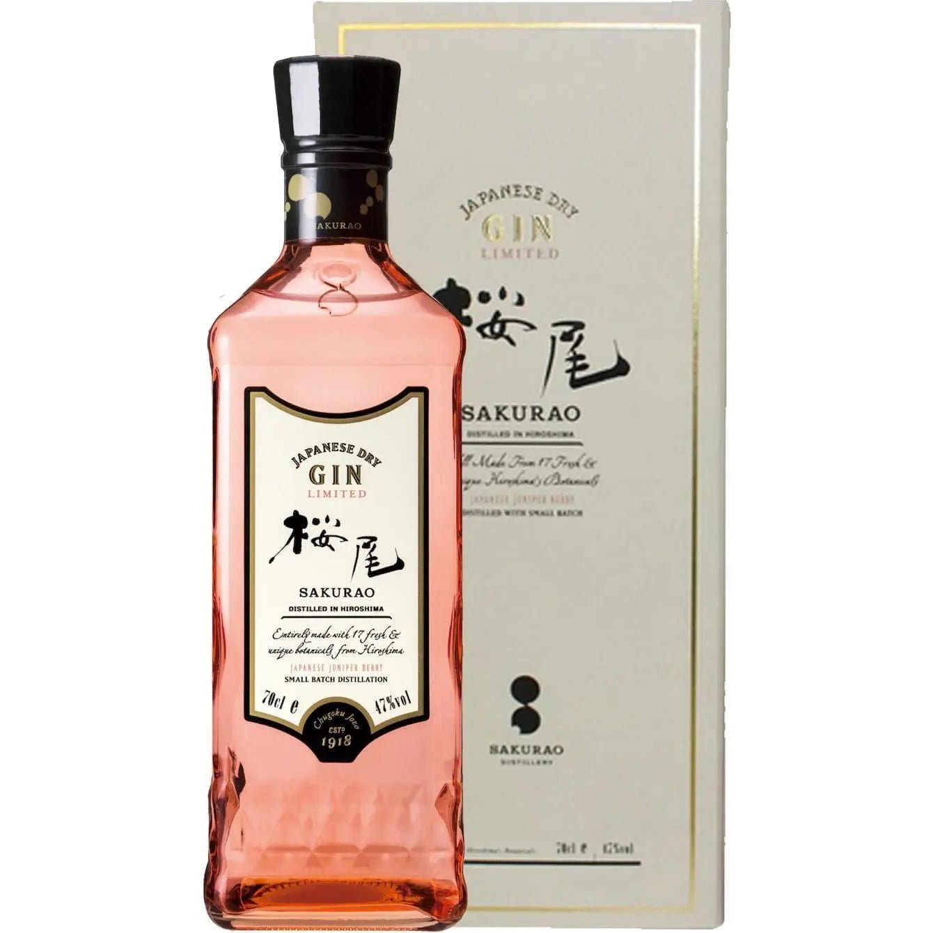 Джин Sakurao Japanes Dry Gin Limited , 47%, 0,7 л, в подарочной упаковке - фото 1