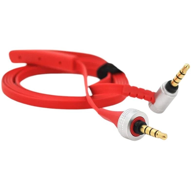 Аудиокабель Voltronic AUX Mini-Jack 3.5 CCA Stereo Jack плоский Red 1m - фото 1