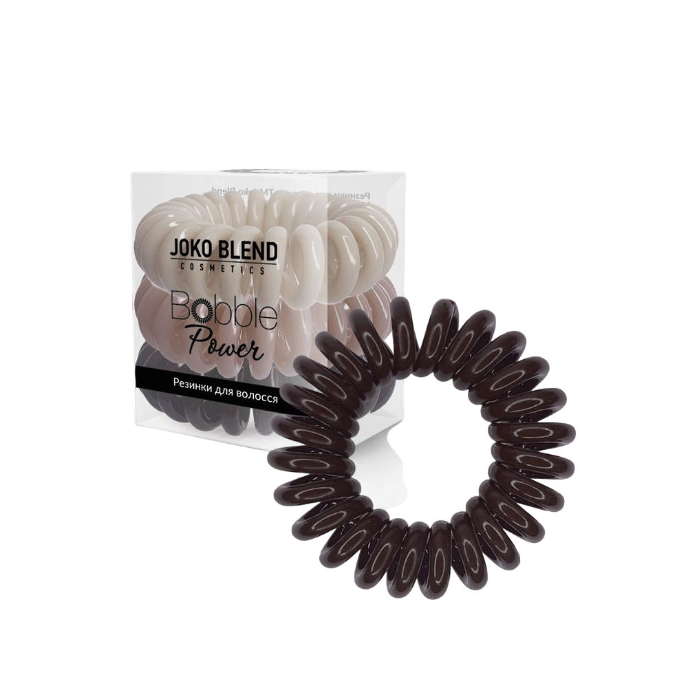 Набор резинок для волос Joko Blend Power Bobble Brown Mix, коричневый-бежевый, 3 шт. - фото 1