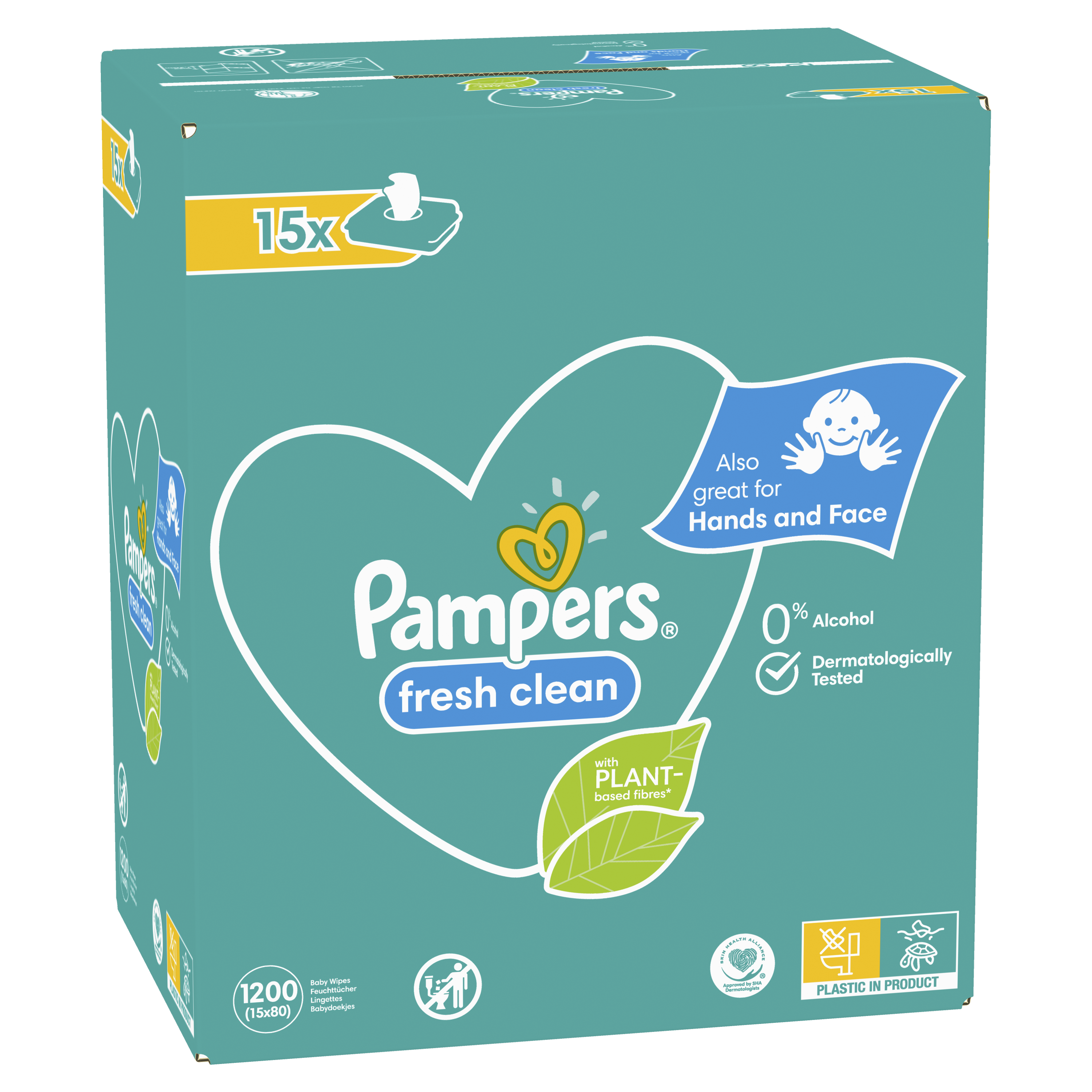 Набір дитячих вологих серветок Pampers Baby Fresh Clean, 1200 шт. (15 упаковок по 80 шт.) - фото 5