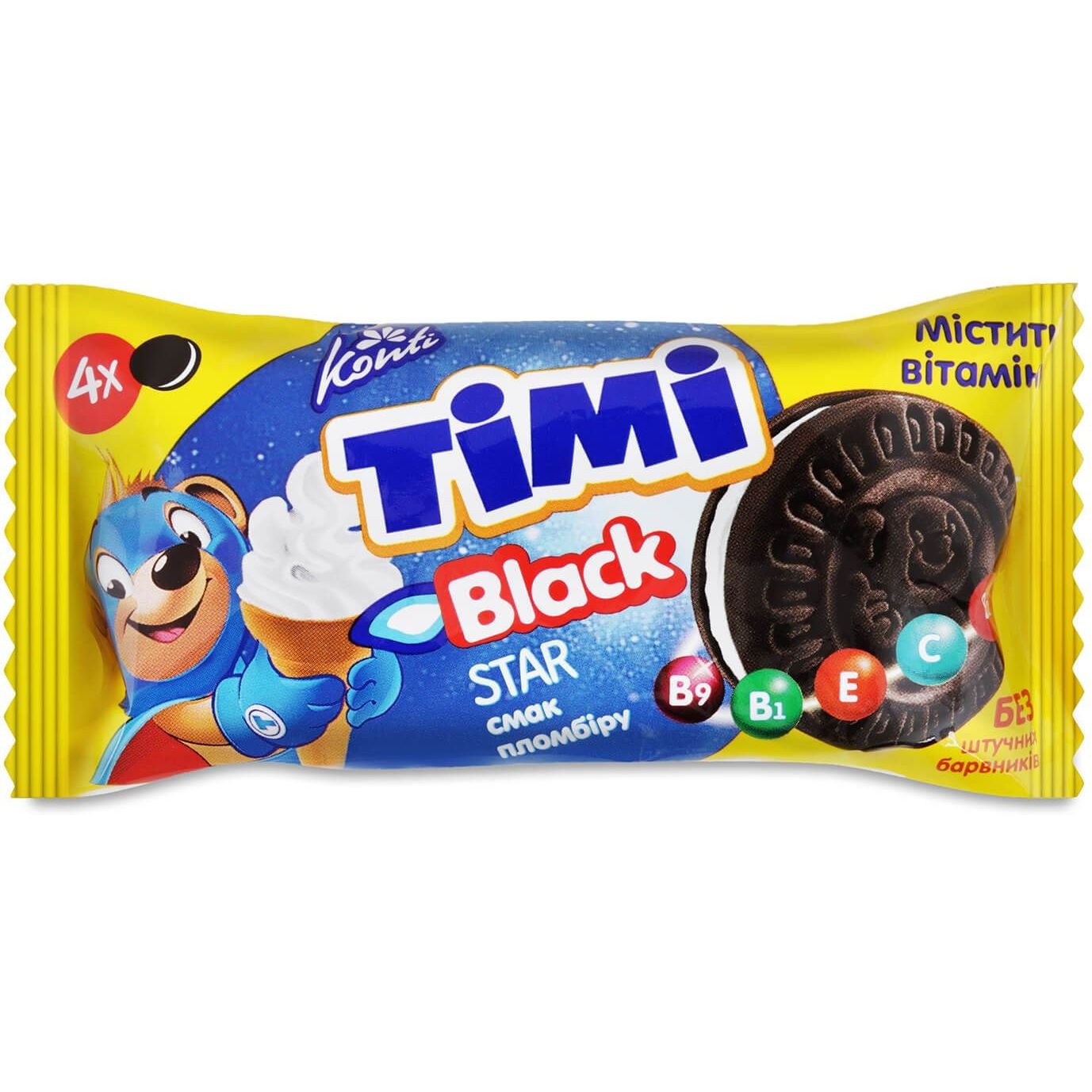 Печенье-сэндвич Konti Timi Black вкус пломбира 54 г (881355) - фото 1