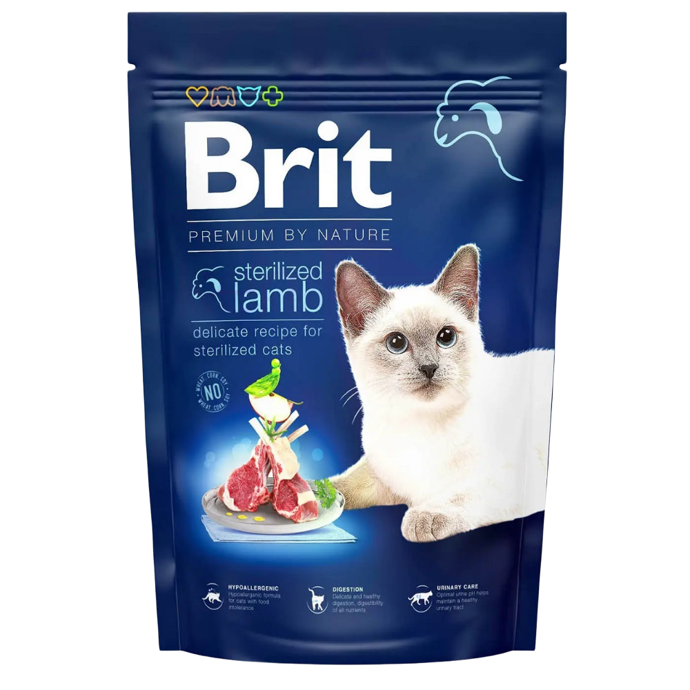 Сухой корм для стерилизованных котов Brit Premium by Nature Cat Sterilized Lamb, 1,5 кг (ягненок) - фото 1