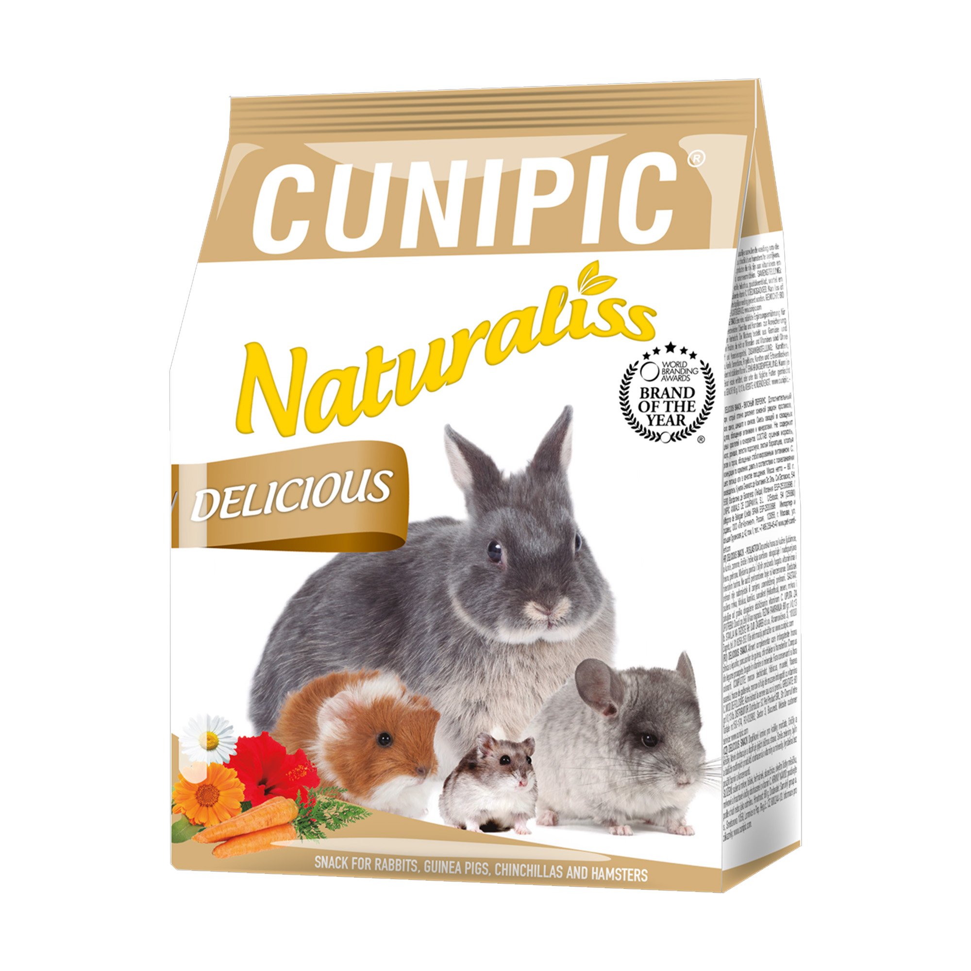 Снеки Cunipic Naturaliss Delicious для кроликов, морских свинок, хомяков и шиншилл, 60 г (NATUDE) - фото 1