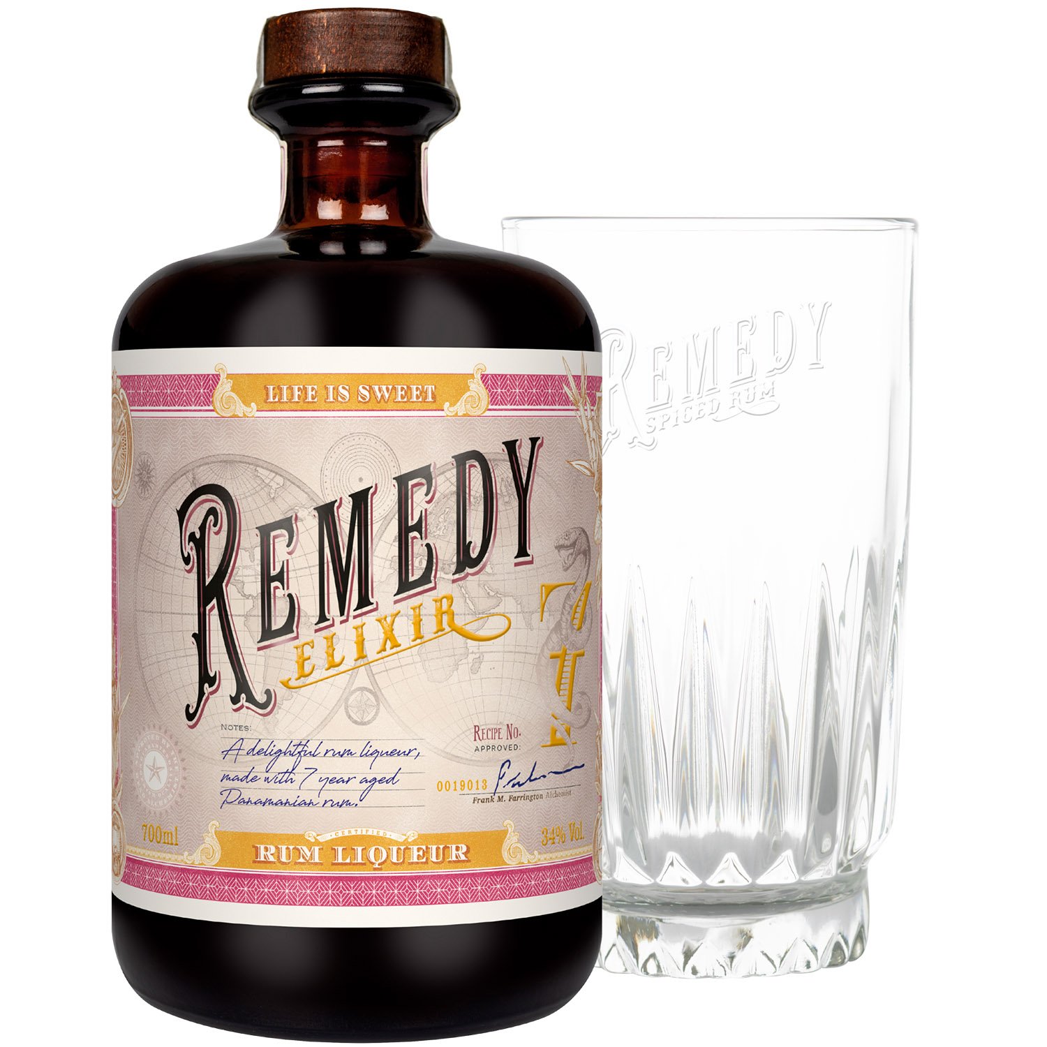 Набір: напій на основі рому Remedy Elixir, 34%, 0,7 л + келих - фото 2
