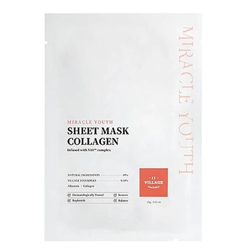 Тканинна маска Village 11 Factory Miracle Youth Cleansing Sheet Mask Collagen, з колагеном, 23 г - фото 1